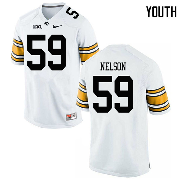 Youth #59 Nathan Nelson Iowa Hawkeyes College Football Jerseys Sale-White - Click Image to Close